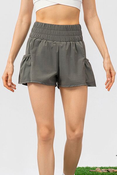 Elastic Waist Pocketed Active Shorts - FitFemme.Shop