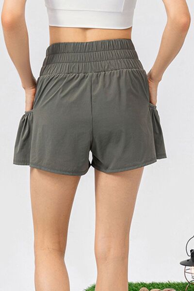 Elastic Waist Pocketed Active Shorts - FitFemme.Shop