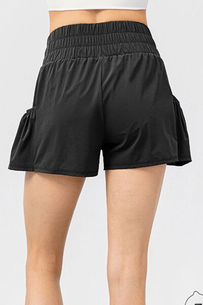 Elastic Waist Pocketed Active Shorts - FitFemme.Shop