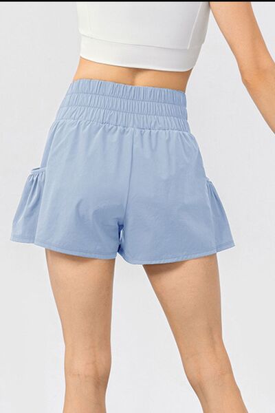 Elastic Waist Pocketed Active Shorts - FitFemme.Shop