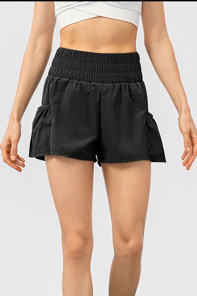 Elastic Waist Pocketed Active Shorts - FitFemme.Shop