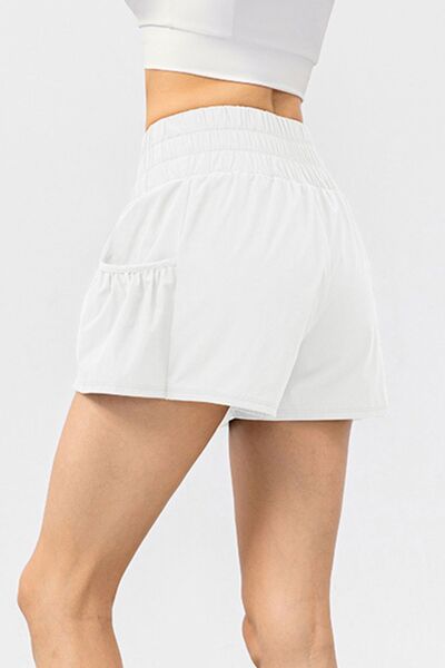 Elastic Waist Pocketed Active Shorts - FitFemme.Shop
