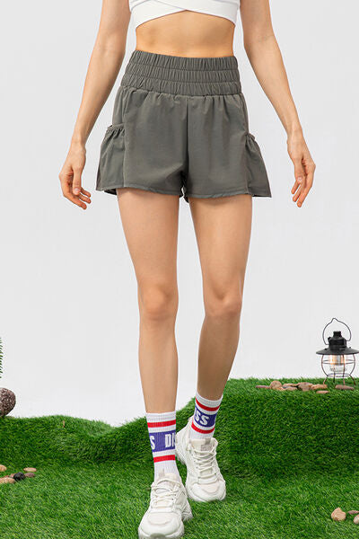 Elastic Waist Pocketed Active Shorts - FitFemme.Shop