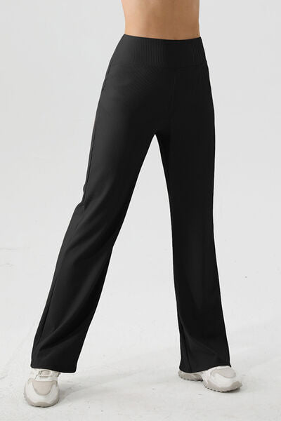 High Waist Straight Active Pants - FitFemme.Shop