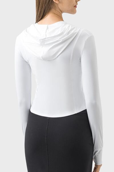 Millennia Pocketed Zip Up Hooded Long Sleeve Active Outerwear - FitFemme.Shop
