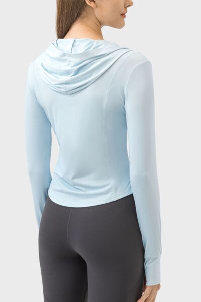 Millennia Pocketed Zip Up Hooded Long Sleeve Active Outerwear - FitFemme.Shop