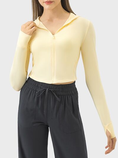 Millennia Zip Up Hooded Long Sleeve Active Outerwear - FitFemme.Shop