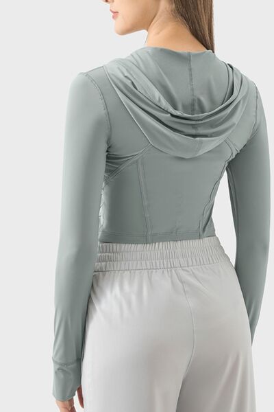 Millennia Zip Up Hooded Long Sleeve Active Outerwear - FitFemme.Shop
