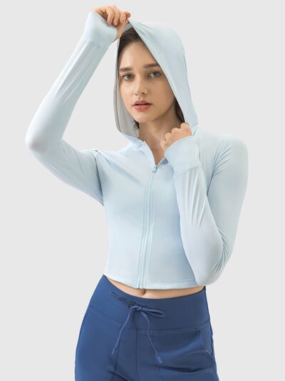 Millennia Zip Up Hooded Long Sleeve Active Outerwear - FitFemme.Shop