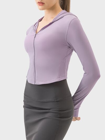 Millennia Zip Up Hooded Long Sleeve Active Outerwear - FitFemme.Shop