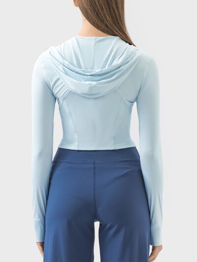 Millennia Zip Up Hooded Long Sleeve Active Outerwear - FitFemme.Shop