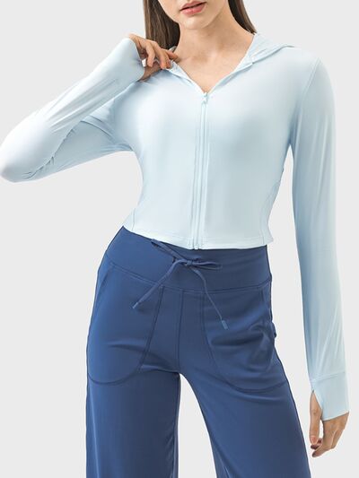 Millennia Zip Up Hooded Long Sleeve Active Outerwear - FitFemme.Shop
