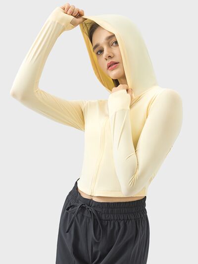 Millennia Zip Up Hooded Long Sleeve Active Outerwear - FitFemme.Shop