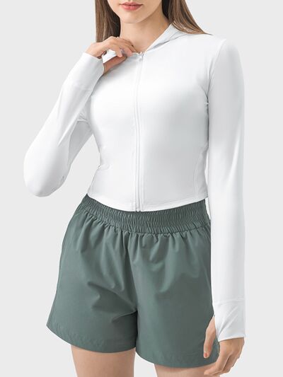 Millennia Zip Up Hooded Long Sleeve Active Outerwear - FitFemme.Shop