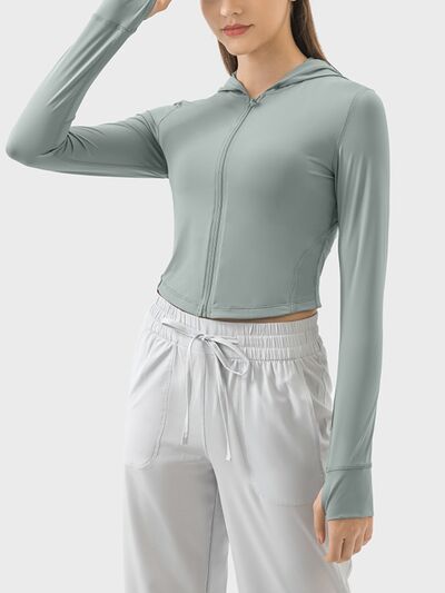 Millennia Zip Up Hooded Long Sleeve Active Outerwear - FitFemme.Shop