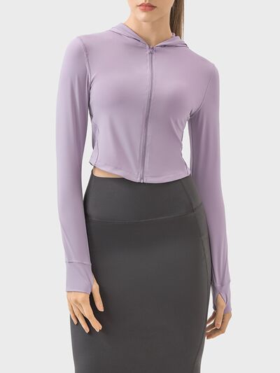Millennia Zip Up Hooded Long Sleeve Active Outerwear - FitFemme.Shop