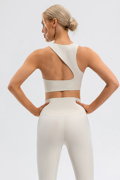 Round Neck Cutout Cropped Active Tank - FitFemme.Shop