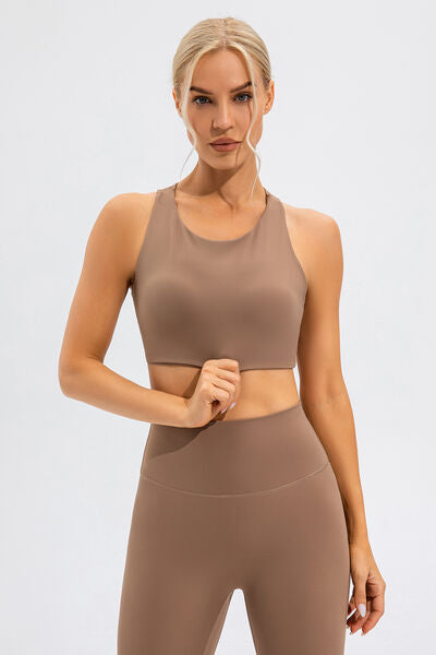Round Neck Cutout Cropped Active Tank - FitFemme.Shop