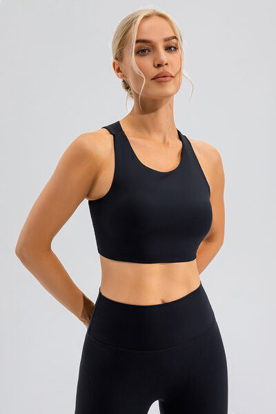 Round Neck Cutout Cropped Active Tank - FitFemme.Shop