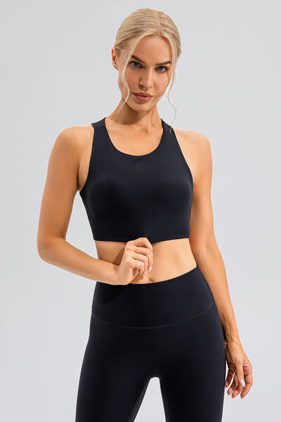 Round Neck Cutout Cropped Active Tank - FitFemme.Shop
