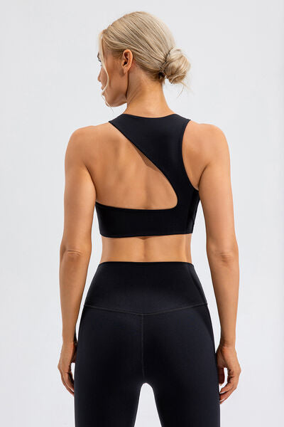 Round Neck Cutout Cropped Active Tank - FitFemme.Shop
