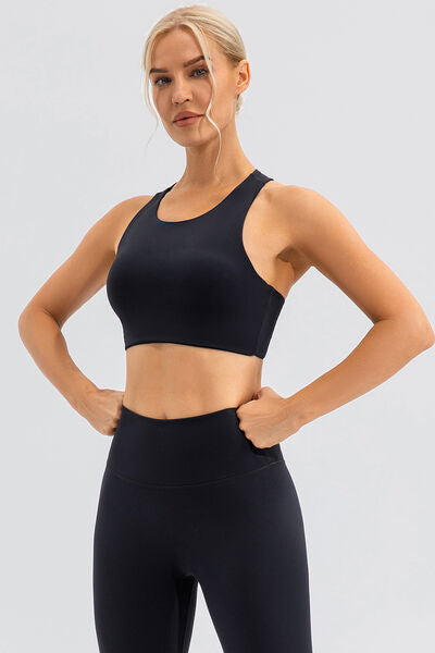 Round Neck Cutout Cropped Active Tank - FitFemme.Shop