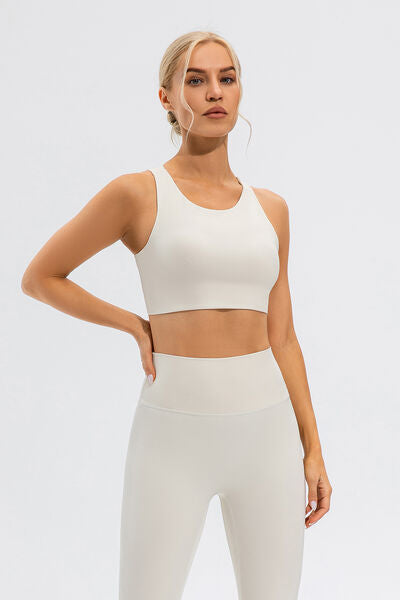 Round Neck Cutout Cropped Active Tank - FitFemme.Shop