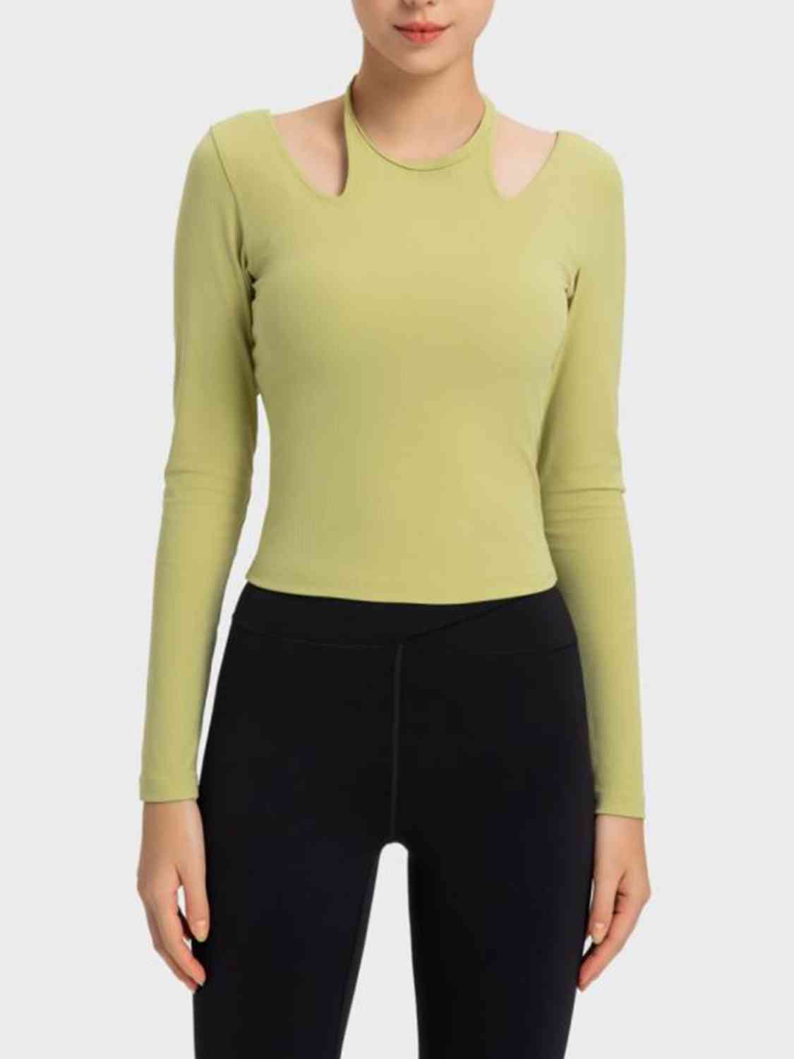 Millennia Halter Neck Long Sleeve Sporty Top - FitFemme.Shop