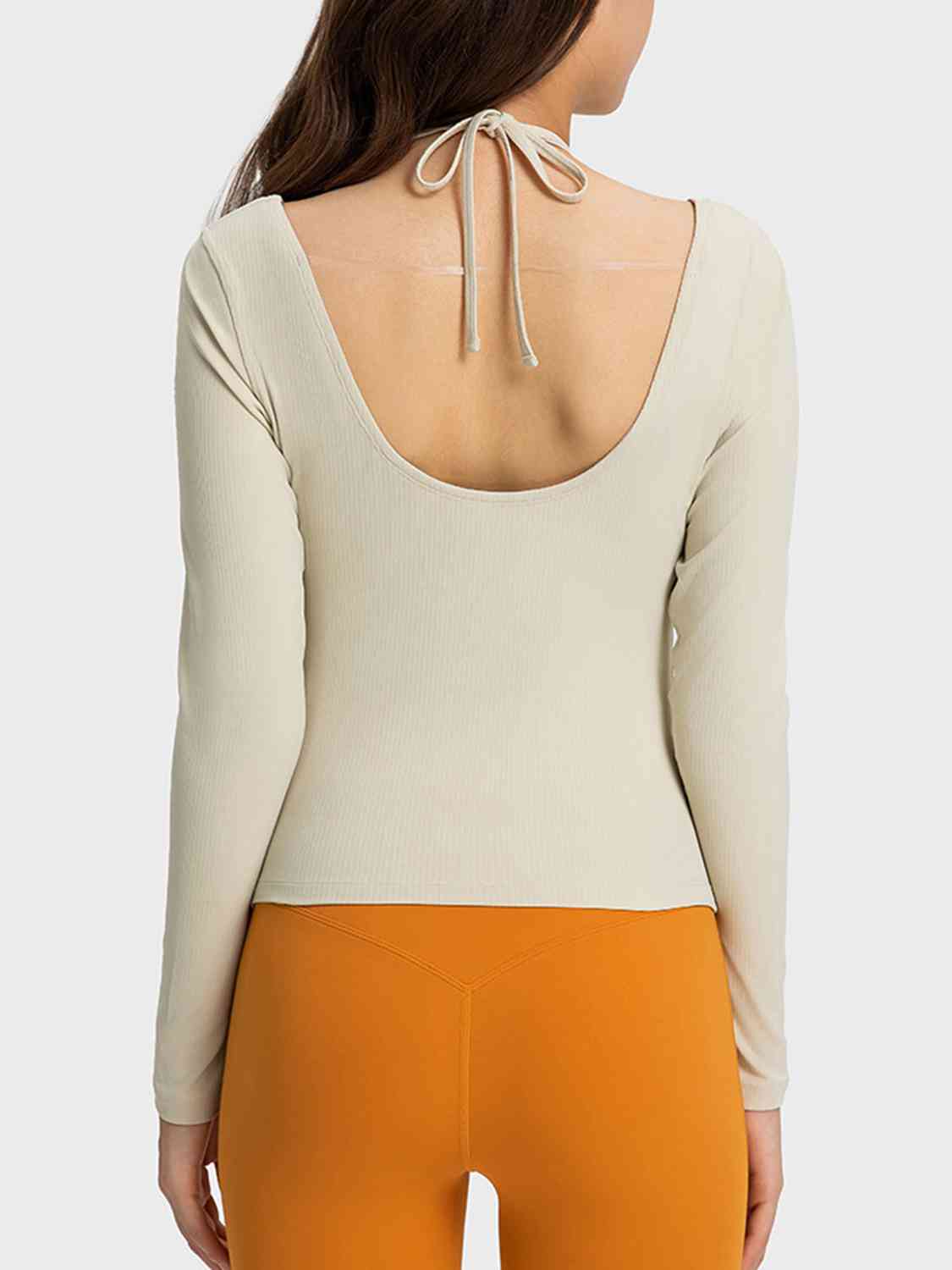 Millennia Halter Neck Long Sleeve Sporty Top - FitFemme.Shop